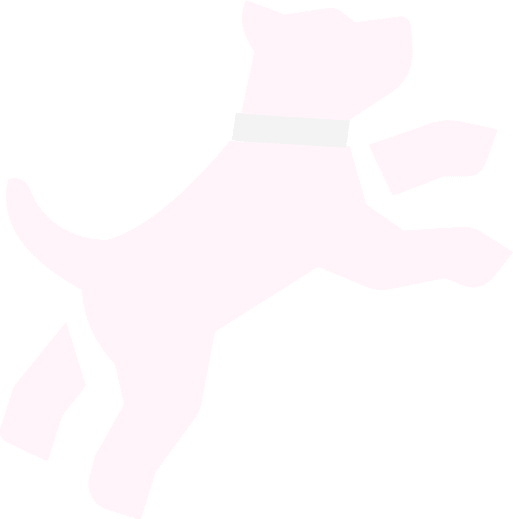 Silhouette of a dog wearing a collar, shown in a leaping or jumping pose, against a light background.